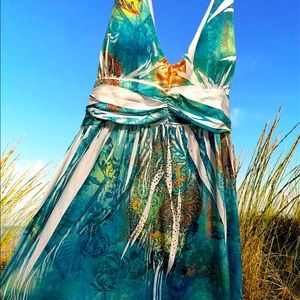 Summer Dress XL Multicolored With Beads